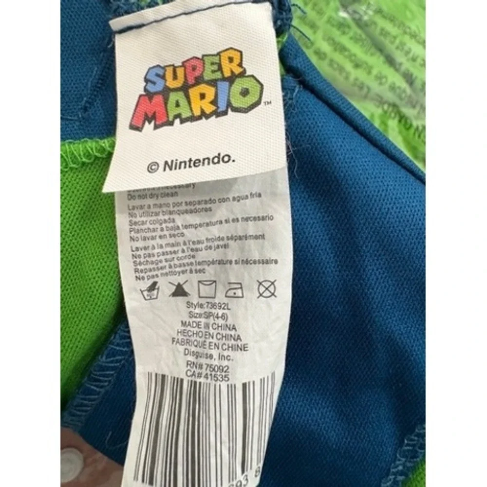 Disguise Super Mario Luigi Halloween Cosplay Costume SMALL(4-6) Child Kids - Picture 6 of 8